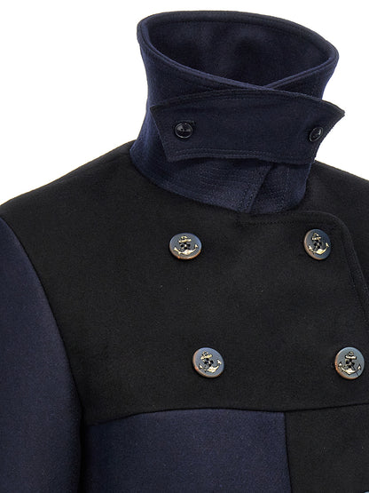 Fortela Frida Coat — Two‑Tone Wool Wrap Coat