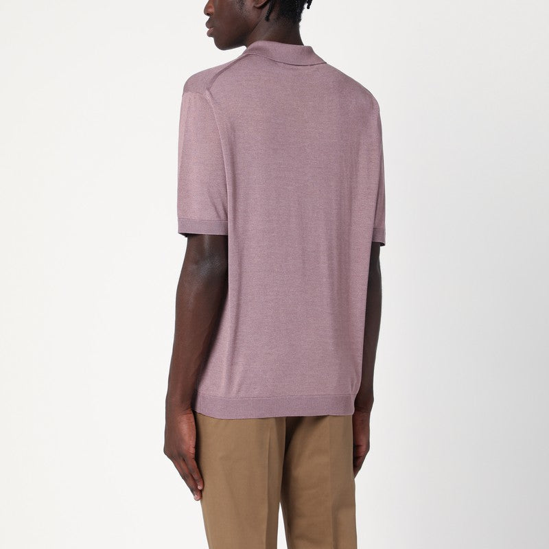 Tagliatore Lilac silk-blend polo shirt