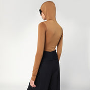 Billie hooded top in caramel — Darkpark knitwear