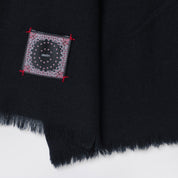 Destin Black wool scarf with fringed edges