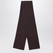 Destin Ebony brown wool scarf with fringed edges