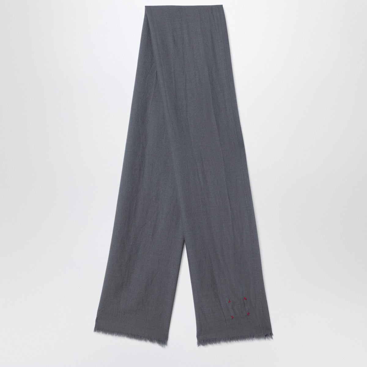 Écharpe en laine grise Destin avec bords frangés