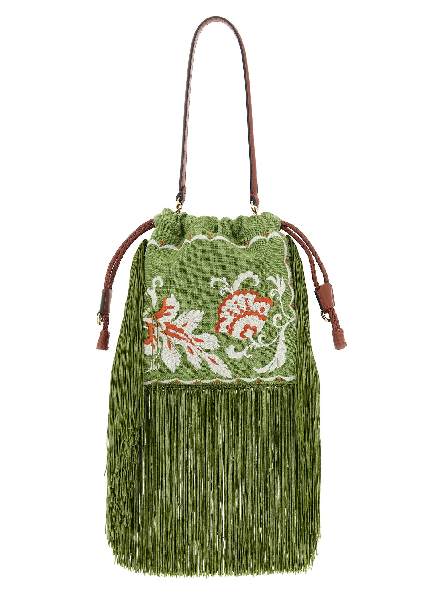 Etro Kalispera Small Handbag — Linen Green Shoulder Bag