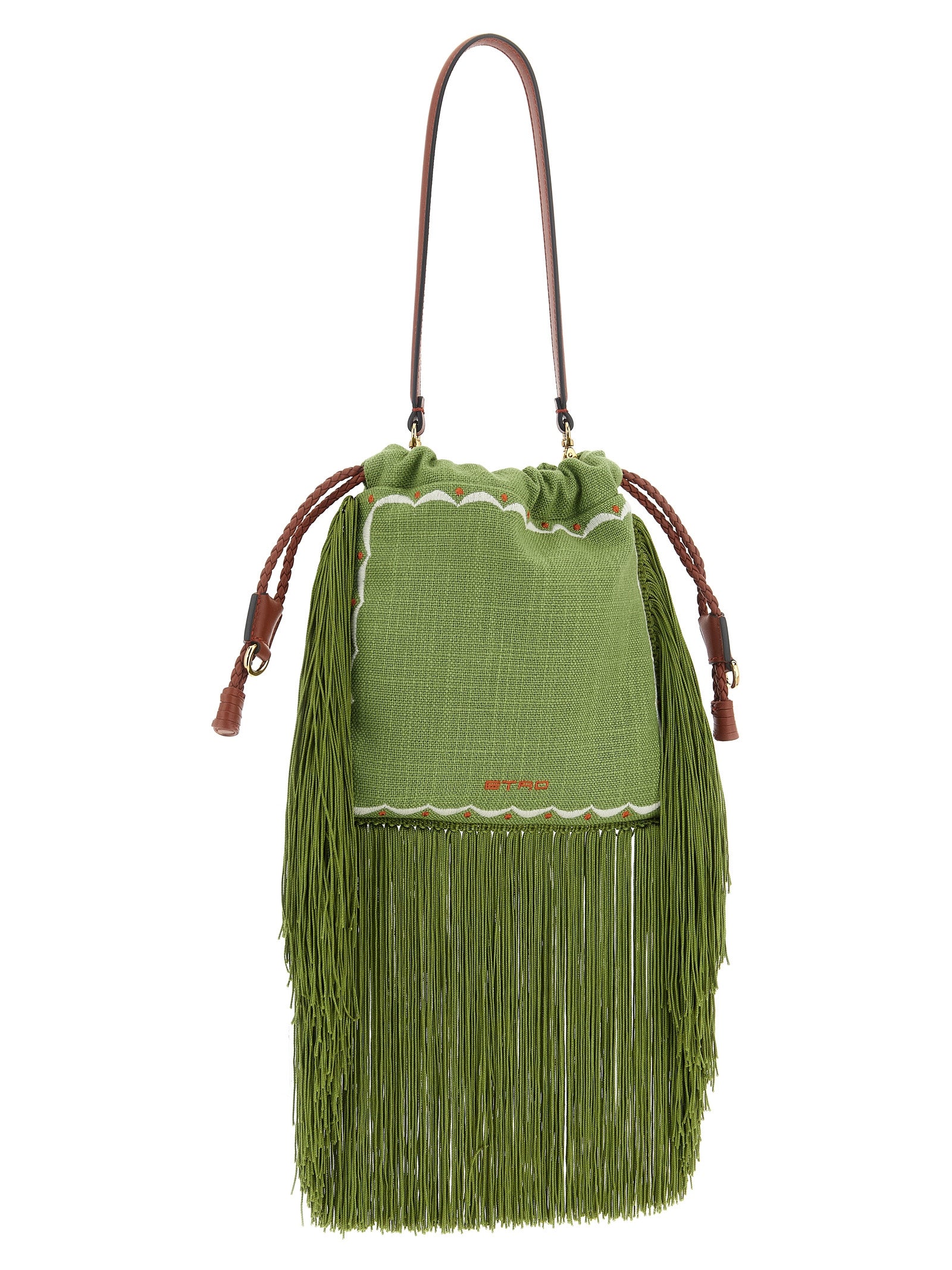 Etro Kalispera Small Handbag — Linen Green Shoulder Bag