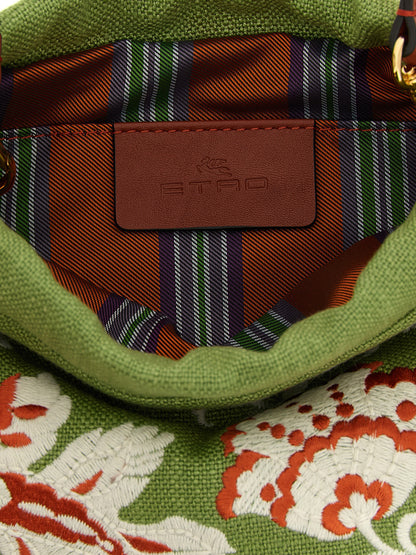 Etro Kalispera Small Handbag — Linen Green Shoulder Bag