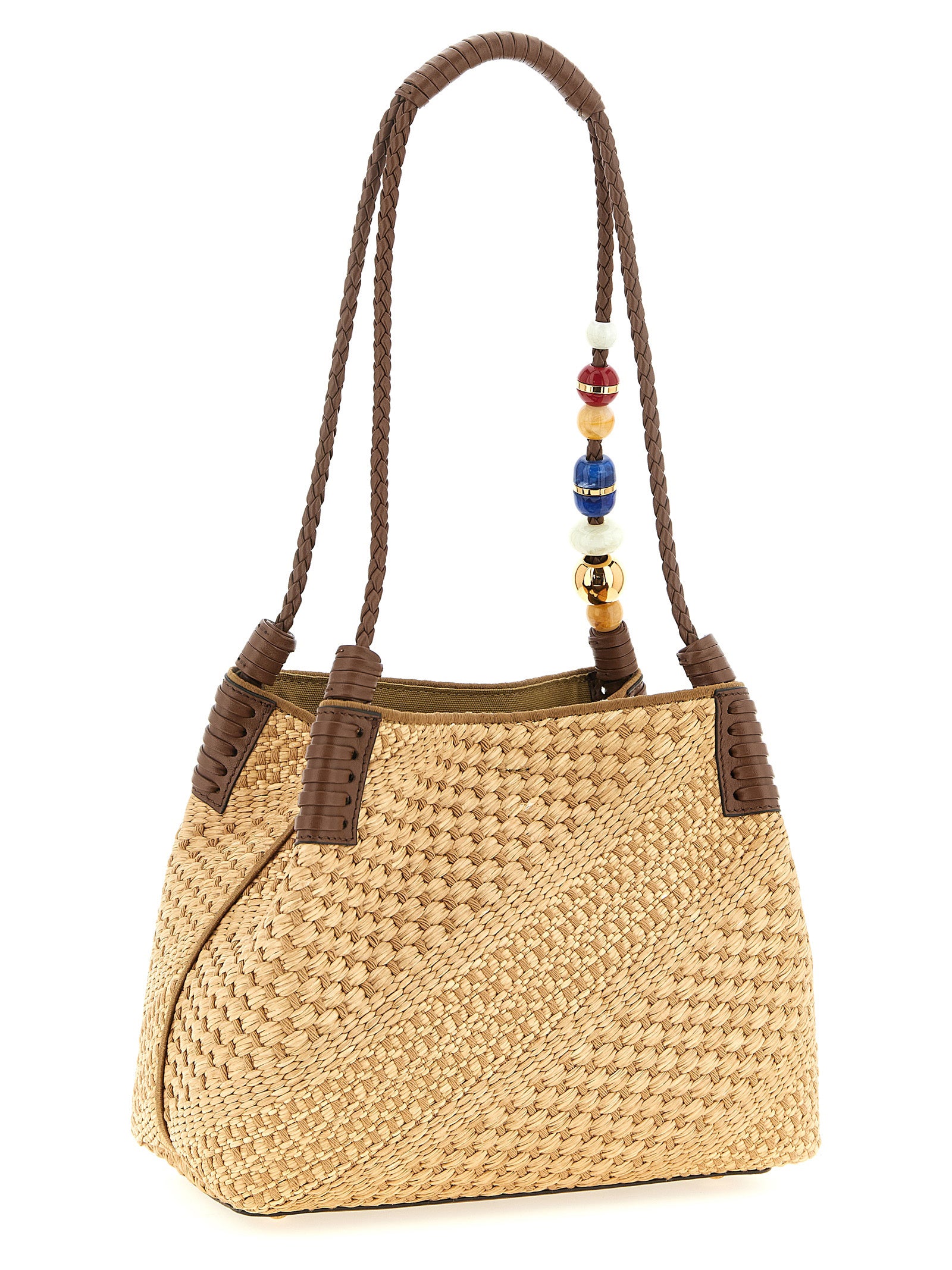 Etro Small Libra Shopper Bag — Raffia & Leather, €690