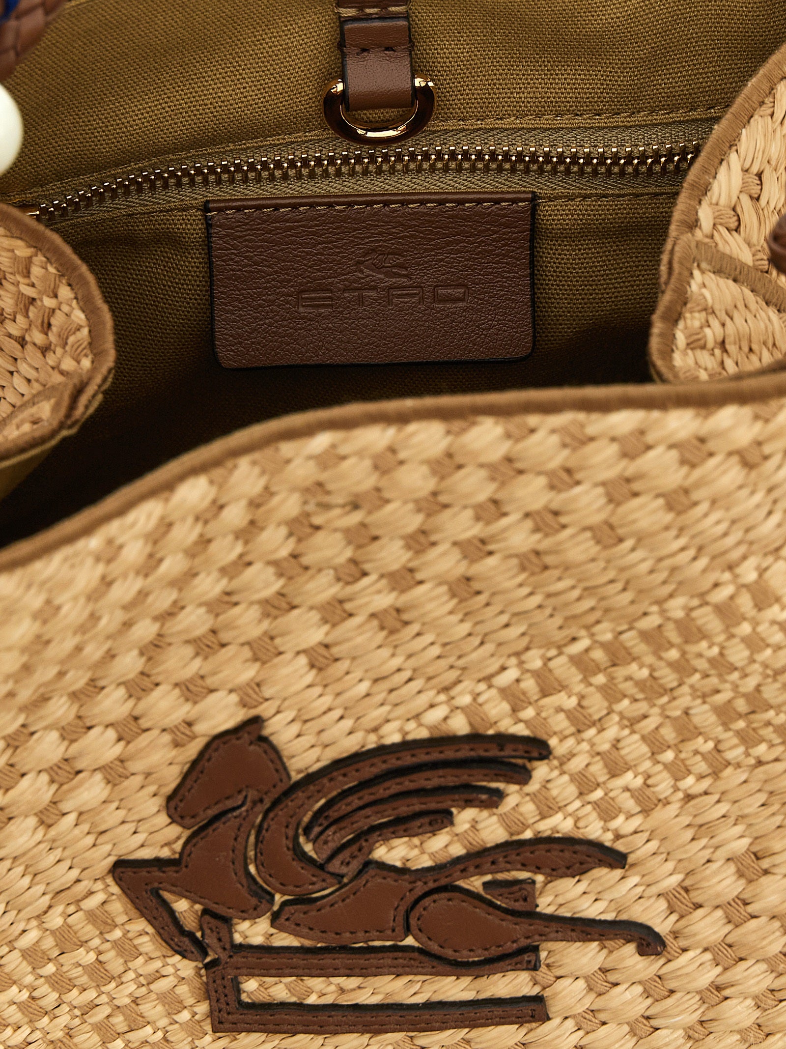 Etro Small Libra Shopper Bag — Raffia & Leather, €690