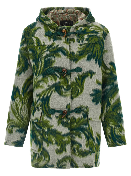 Etro Carded Wool Jacket for Women — Green Hooded Jacket