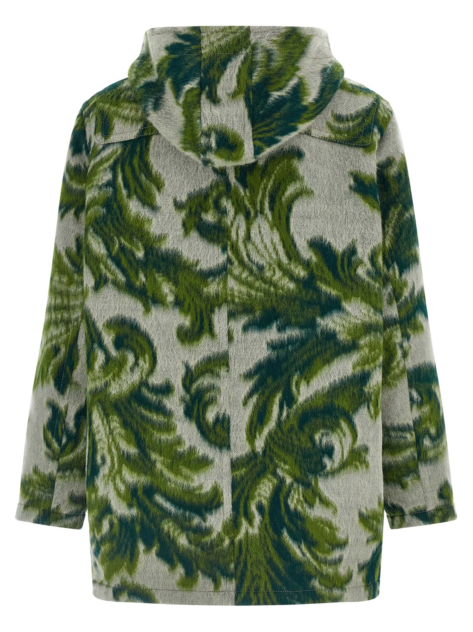 Etro Carded Wool Jacket for Women — Green Hooded Jacket