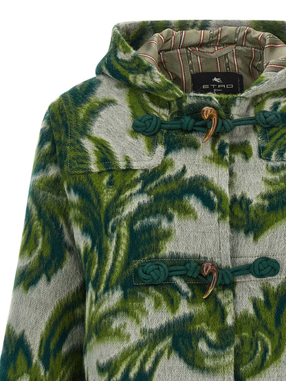 Etro Carded Wool Jacket for Women — Green Hooded Jacket