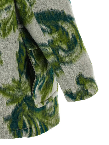 Etro Carded Wool Jacket for Women — Green Hooded Jacket