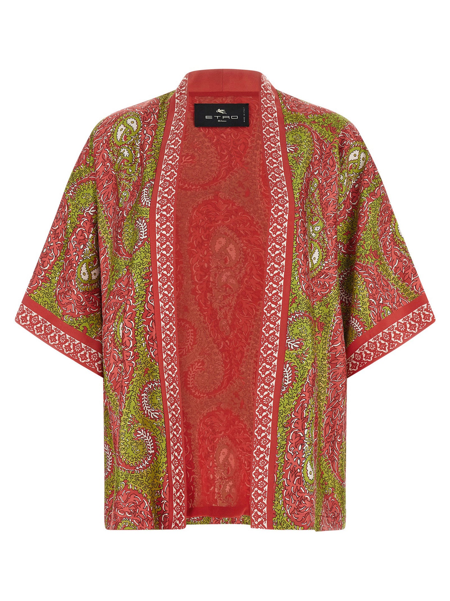 Etro Kesa Paisley Foliage Knitwear — Silk Kimono Sweater