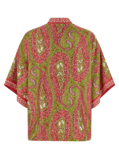 Etro Kesa Paisley Foliage Knitwear — Silk Kimono Sweater