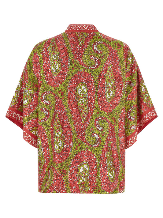 Etro Kesa Paisley Foliage Knitwear — Silk Kimono Sweater