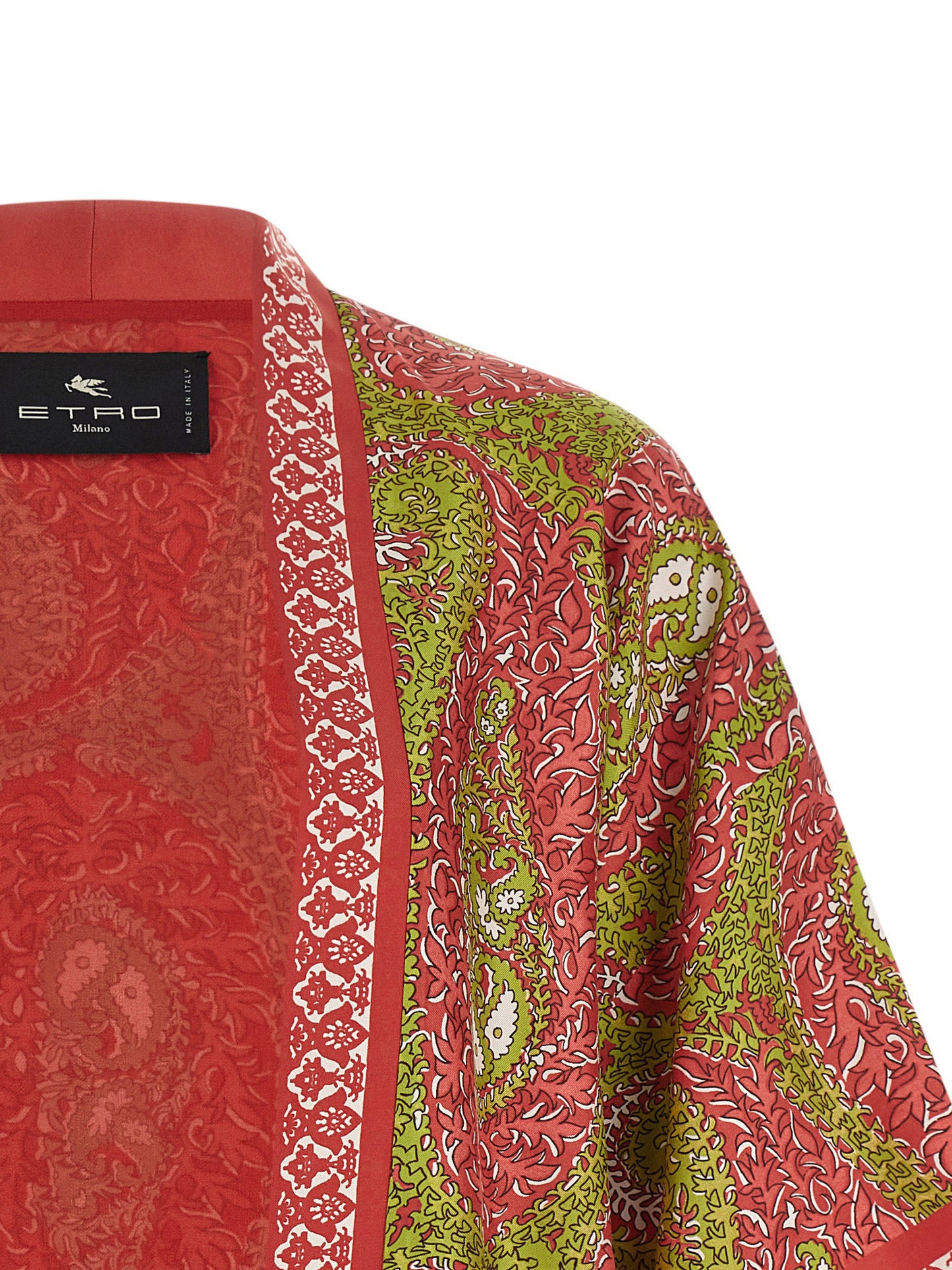 Etro Kesa Paisley Foliage Knitwear — Silk Kimono Sweater