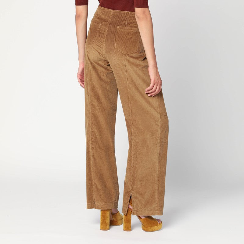 Etro Brown velvet palazzo pants