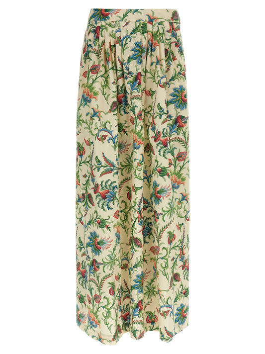Etro Floral Pattern Skirt — High-Waist Cotton Pleated