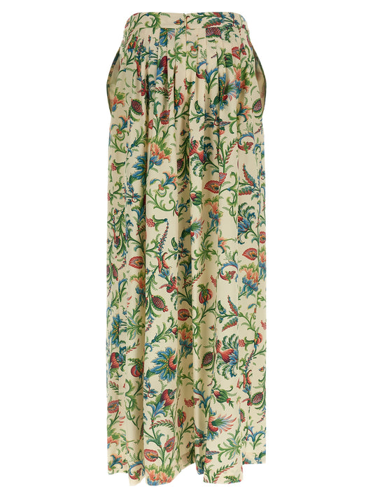 Etro Floral Pattern Skirt — High-Waist Cotton Pleated
