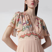ETRO Long blush pink dress with floral print