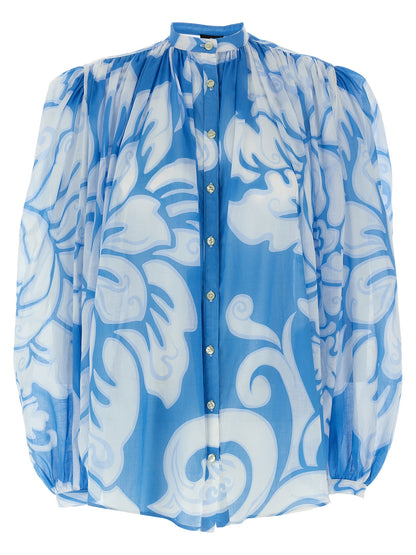 Etro Floral Shirt — Light Blue Cotton Shirt