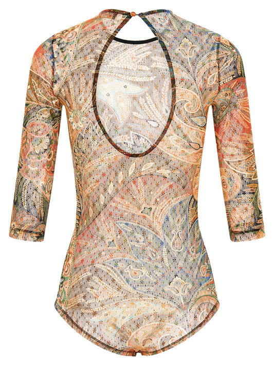 Etro Paisley Foliage Bodysuit Topwear — Multicolor, SS26