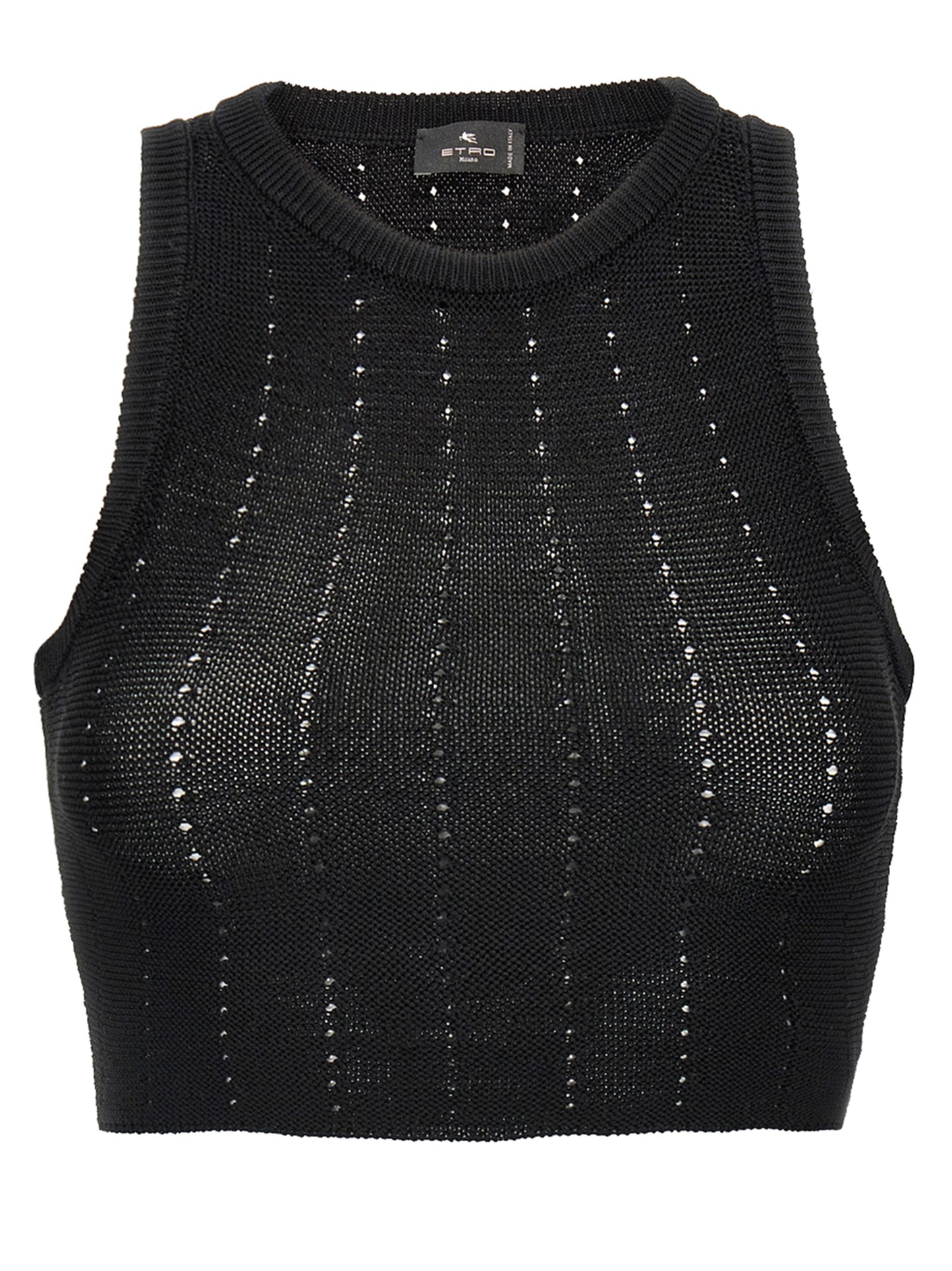 Etro Black Crop Top - Slim Fit Cotton Knit