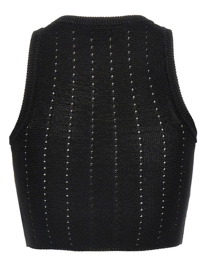 Etro Black Crop Top - Slim Fit Cotton Knit
