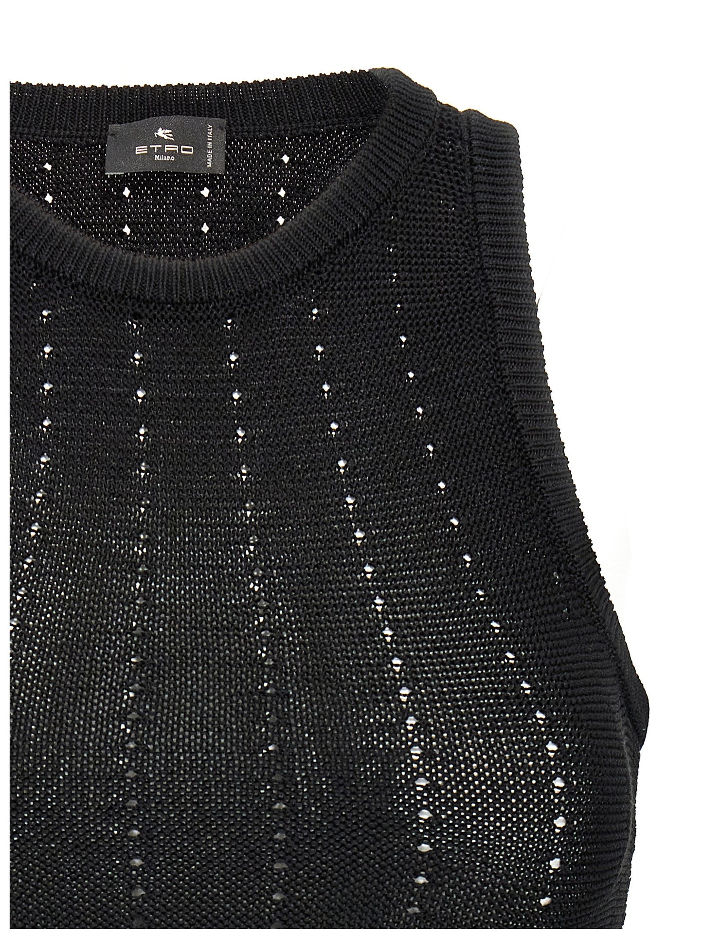 Etro Black Crop Top - Slim Fit Cotton Knit