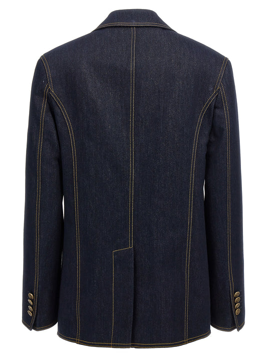 Etro Denim Blazer Jacket — Single-Breasted Women’s Fit