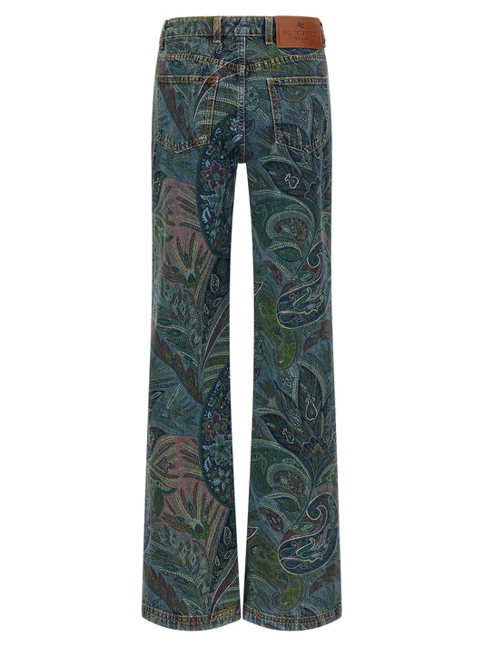Etro Floral Print Jeans — Women's Mid-Waist Flared