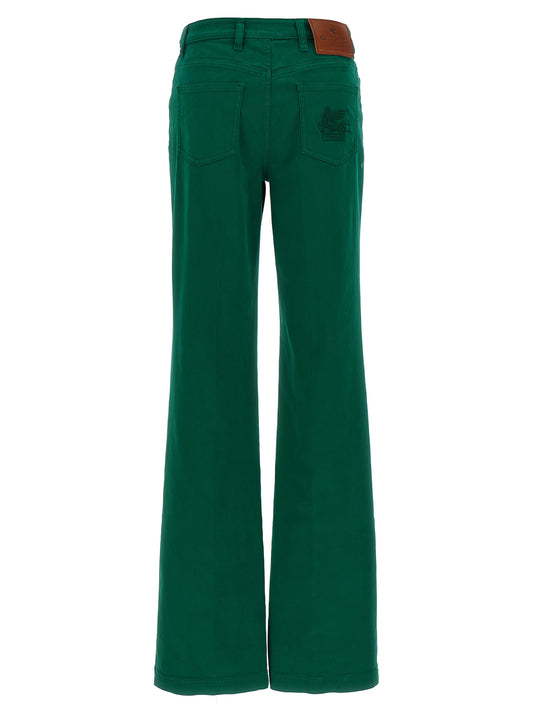 Etro Cotton Trousers — Women’s Green Wide-Leg Trousers