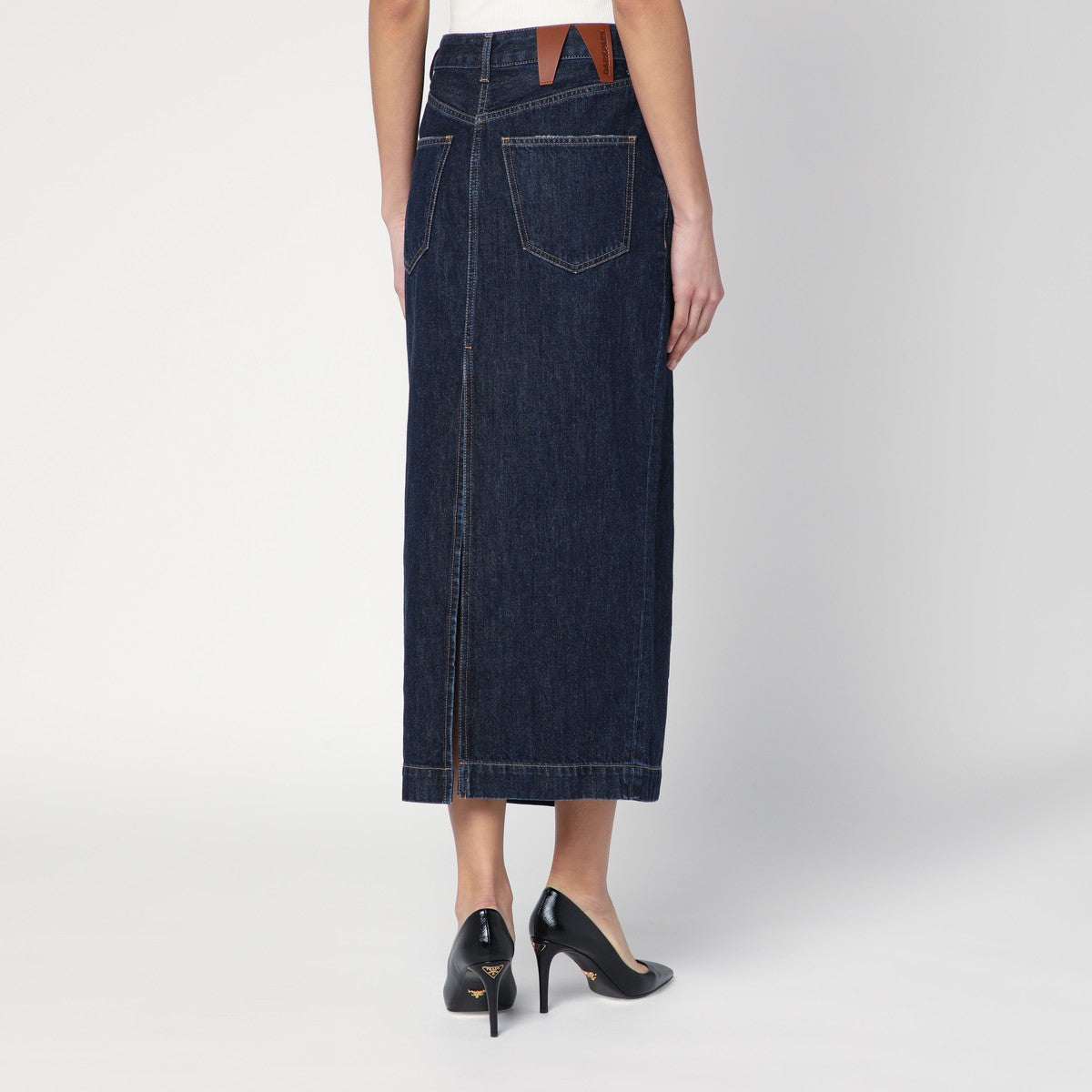 Darkpark Dark Blue Erika Denim Skirt — Midi Denim Elegance