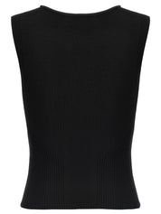 Marine Serre Moon Jewelry Knit Open Neck Top — Black