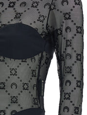 Marine Serre Moonogram Bodysuit — Black Topwear