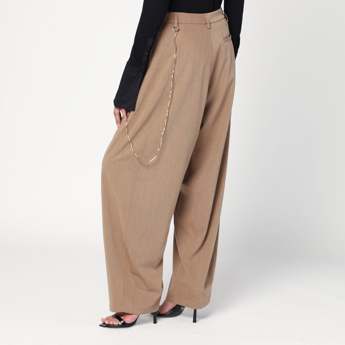 Beige Phebe Trousers with Chain — DARKPARK