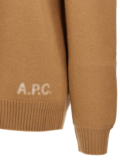 A.p.c. Walter Knitwear Sweater — Beige High Neck