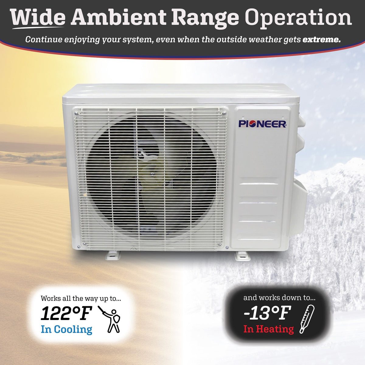 Pioneer Diamante Pro Series 24,000 BTU 19 SEER2 Ductless Mini-Split Air Conditioner Inverter+ Heat Pump Full Set 230V with 16 Ft. Kit - WYT024GLFI19RL