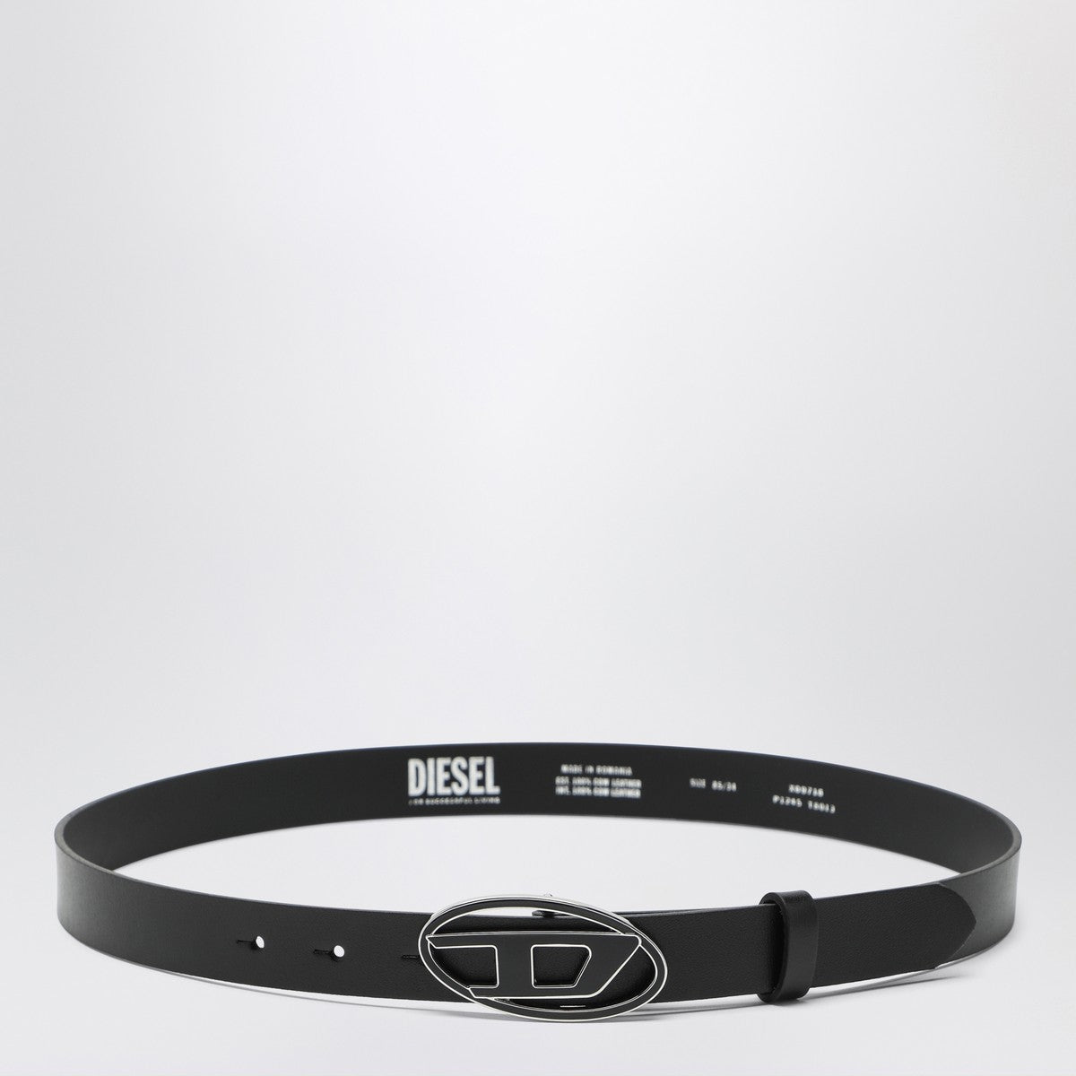 Diesel Black leather belt with Oval D buckle