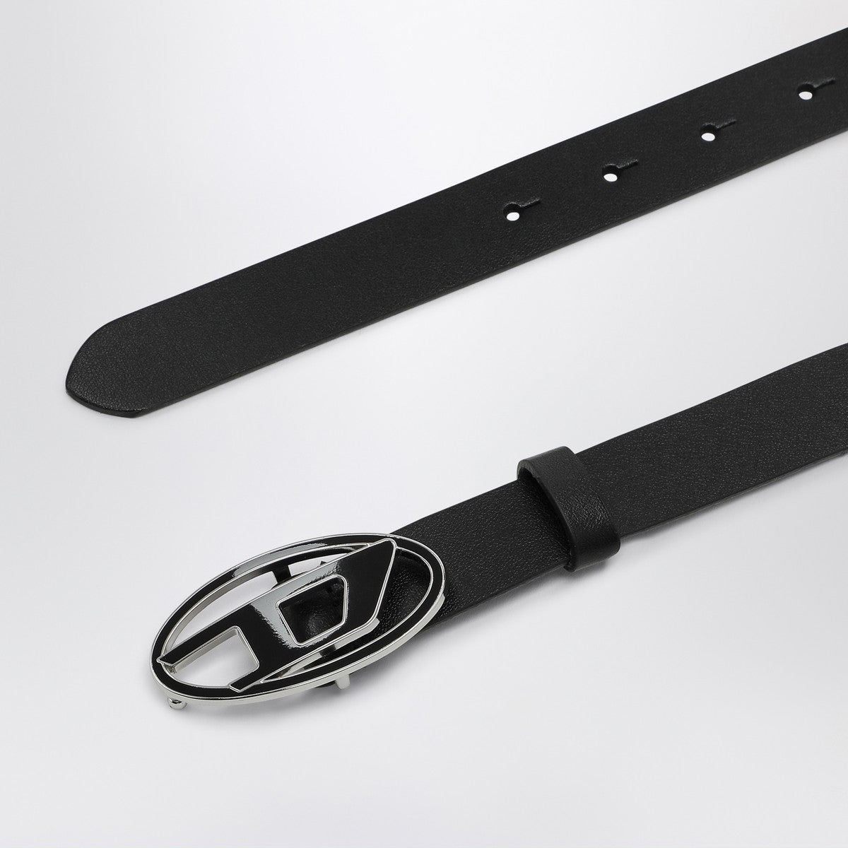 Diesel Black leather belt with Oval D buckle