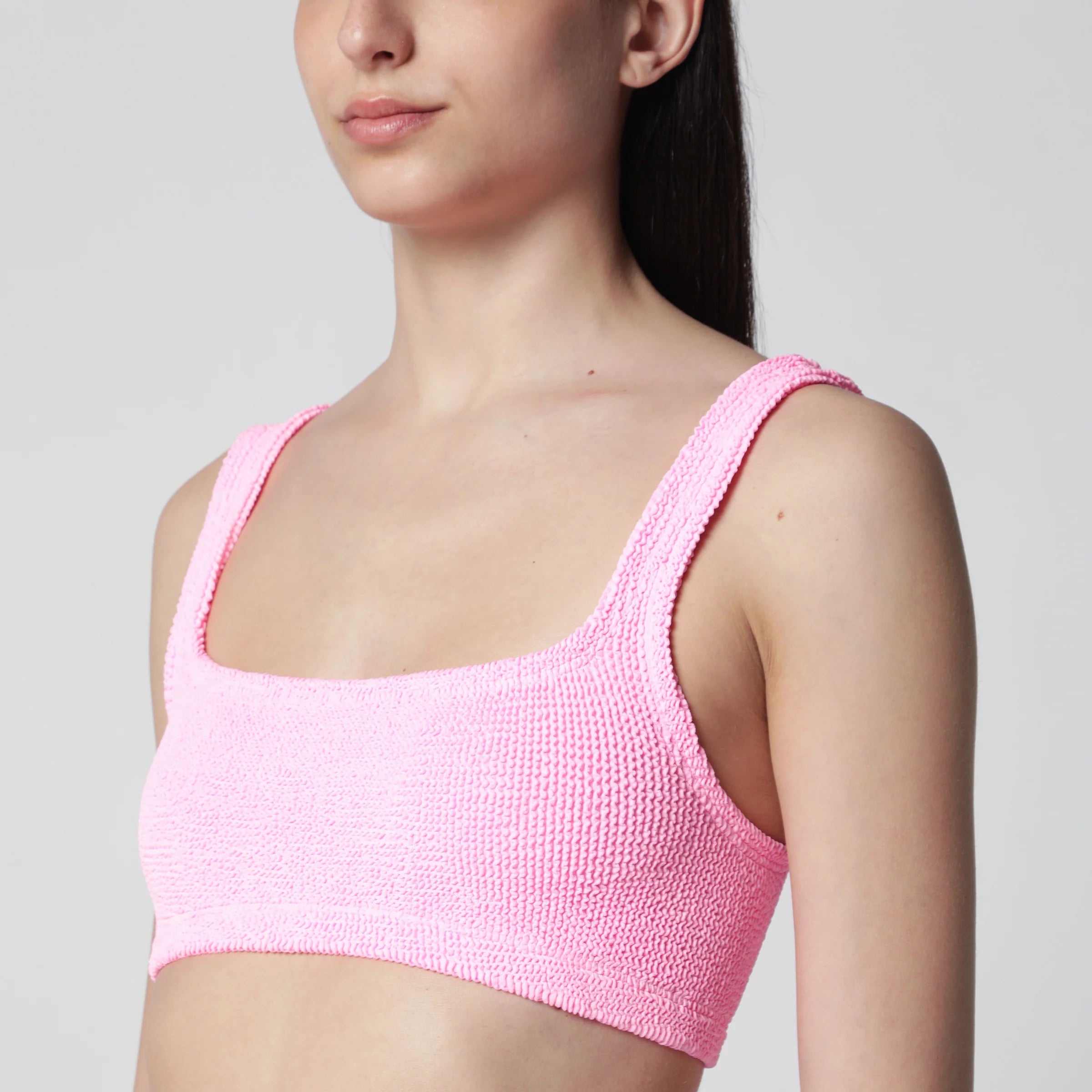 Hunza G. Xandra Bubble Pink Two‑Piece Bikini — Beachwear