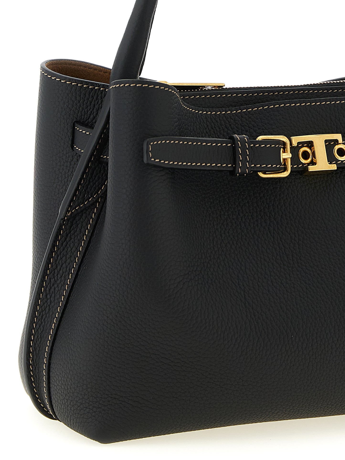Tod's Tim Mini Handbag — Black Hammered Calf Leather