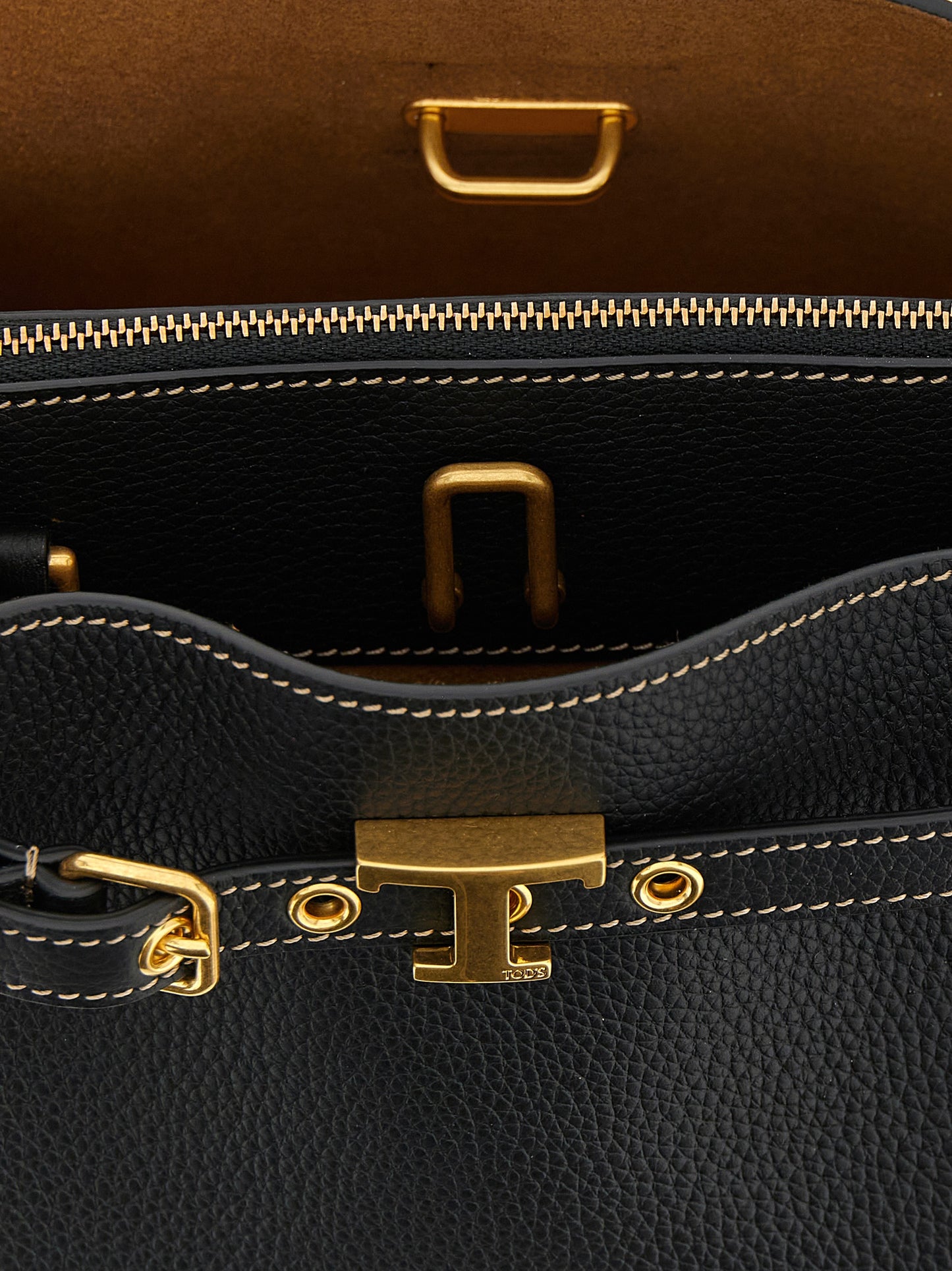 Tod's Tim Mini Handbag — Black Hammered Calf Leather