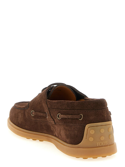 Tod's Suede Boat Shoe — Men's Moccasins, Brown