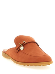 Tod's Nabuk Sabots — Orange Nubuck Flat Shoes