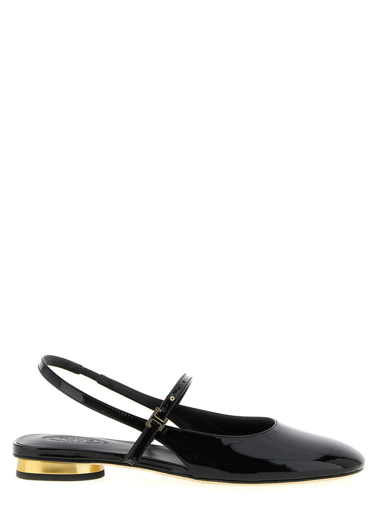Tod's Mary Jane Patent Ballet Flats — Black Flats