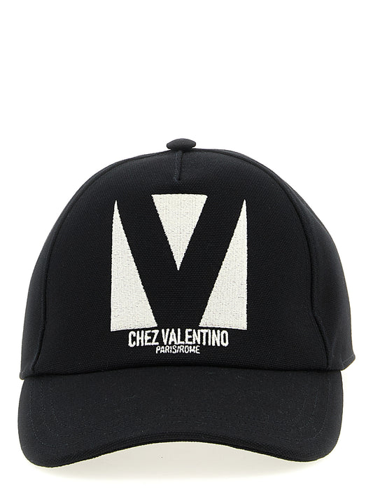 Valentino Garavani Chez Valentino Cap — Black Cotton Hat