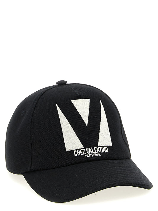 Valentino Garavani Chez Valentino Cap — Black Cotton Hat