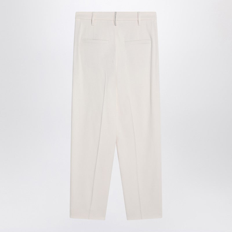 Ivory Viscose Trousers — Brunello Cucinelli