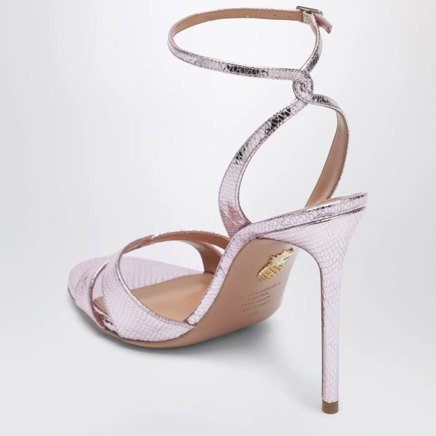 Aquazzura You and I sandals in light blue metallic leather