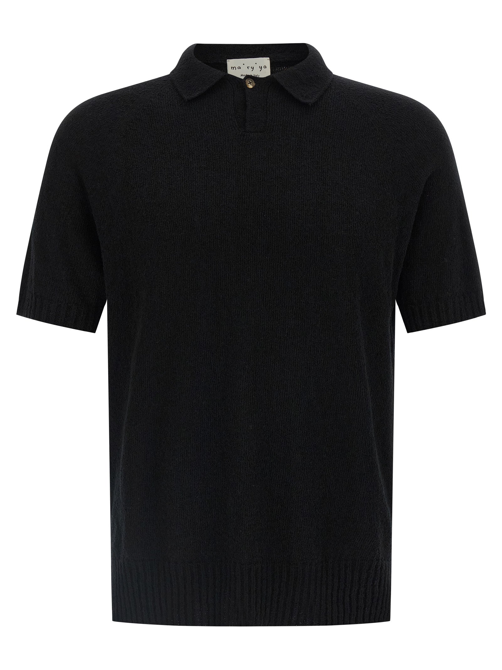 Ma'ry'ya Spongy Effect Polo Shirt — Black, Men